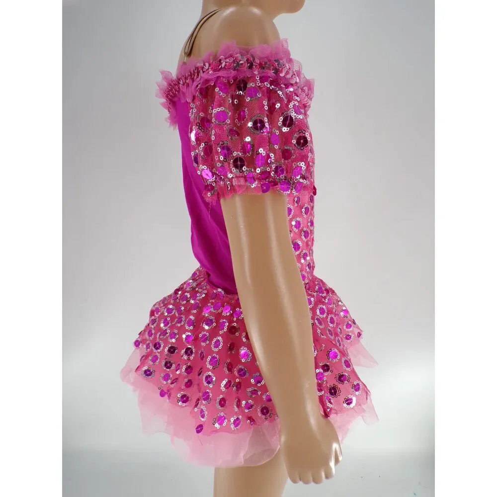 Pre-Owned Dance Costume Curtain Call E369 Small Child Hot Pink Jazz